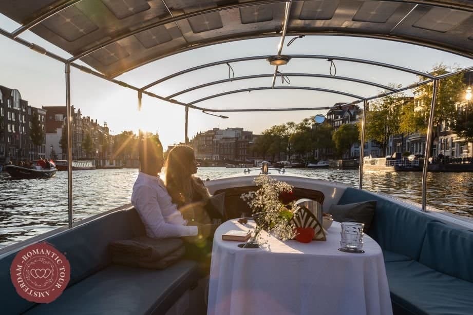 Private canal boat dinner